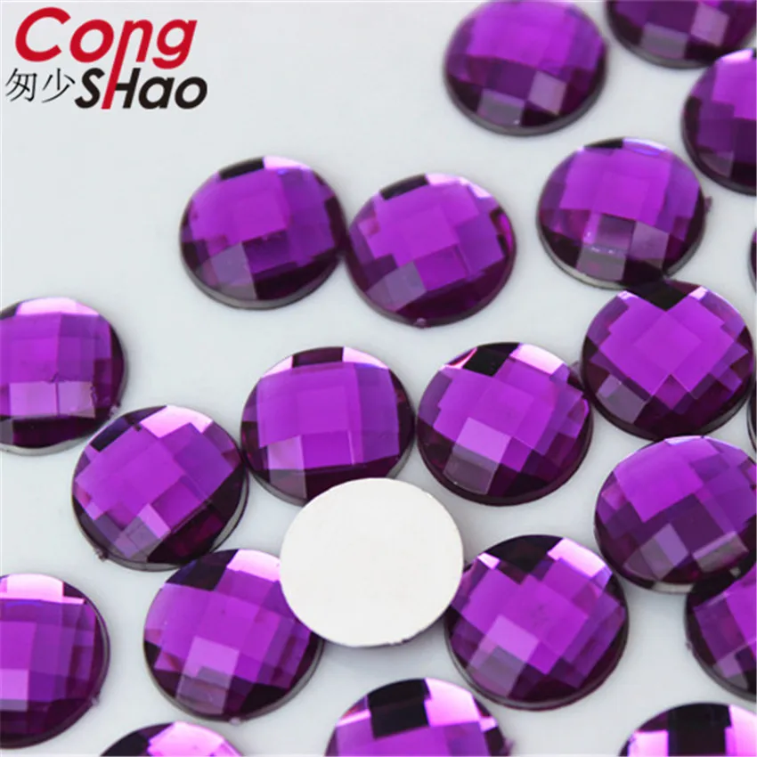 Cong Shao, 12 мм, 300 шт, цветные круглые камни и кристаллы, акриловые стразы с плоской задней стороной, для скрапбукинга, сделай сам, кнопка для костюма CS135