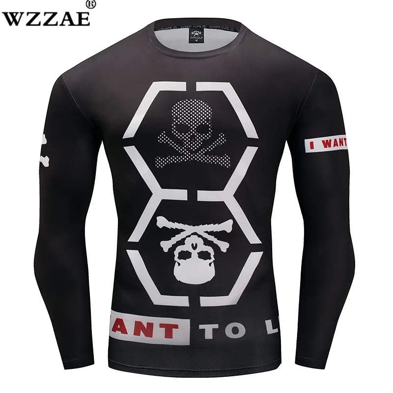 

2018 Men compression shirt 3D fitness T-shirt long-sleeved fashion fitness clothing