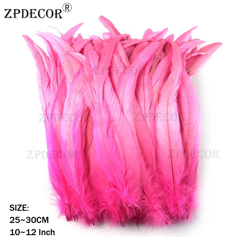 25-30 см Дешевые перья петуха для украшения перо для рукоделия Christma Diy nepo - Цвет: Розовый