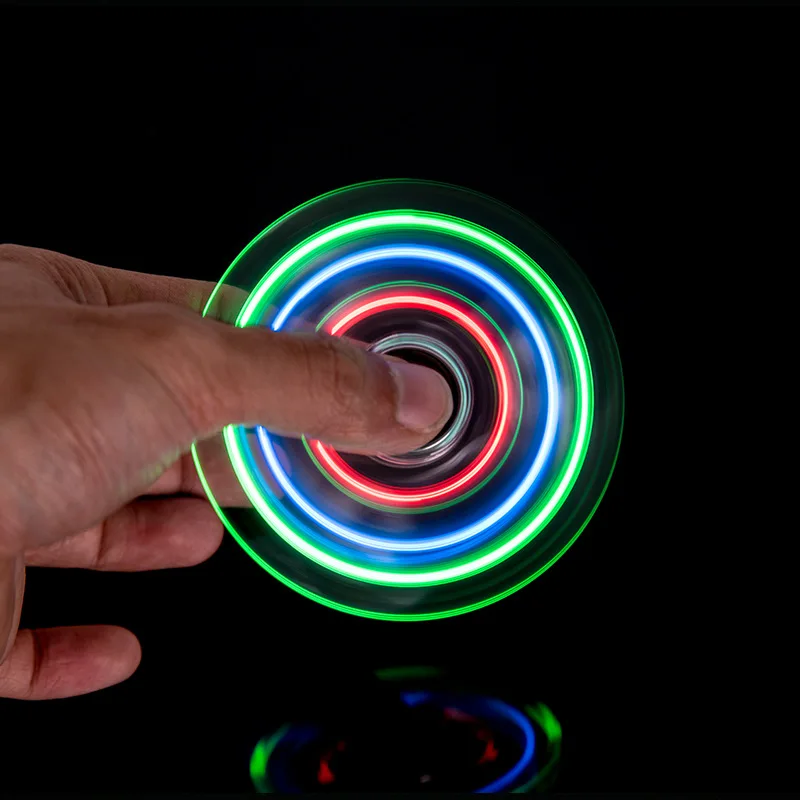 Дрожание света Непоседа палец Spinner красочные Освещение для аутизма и СДВГ Кристалл палец Spinner анти-стресс игрушка в подарок
