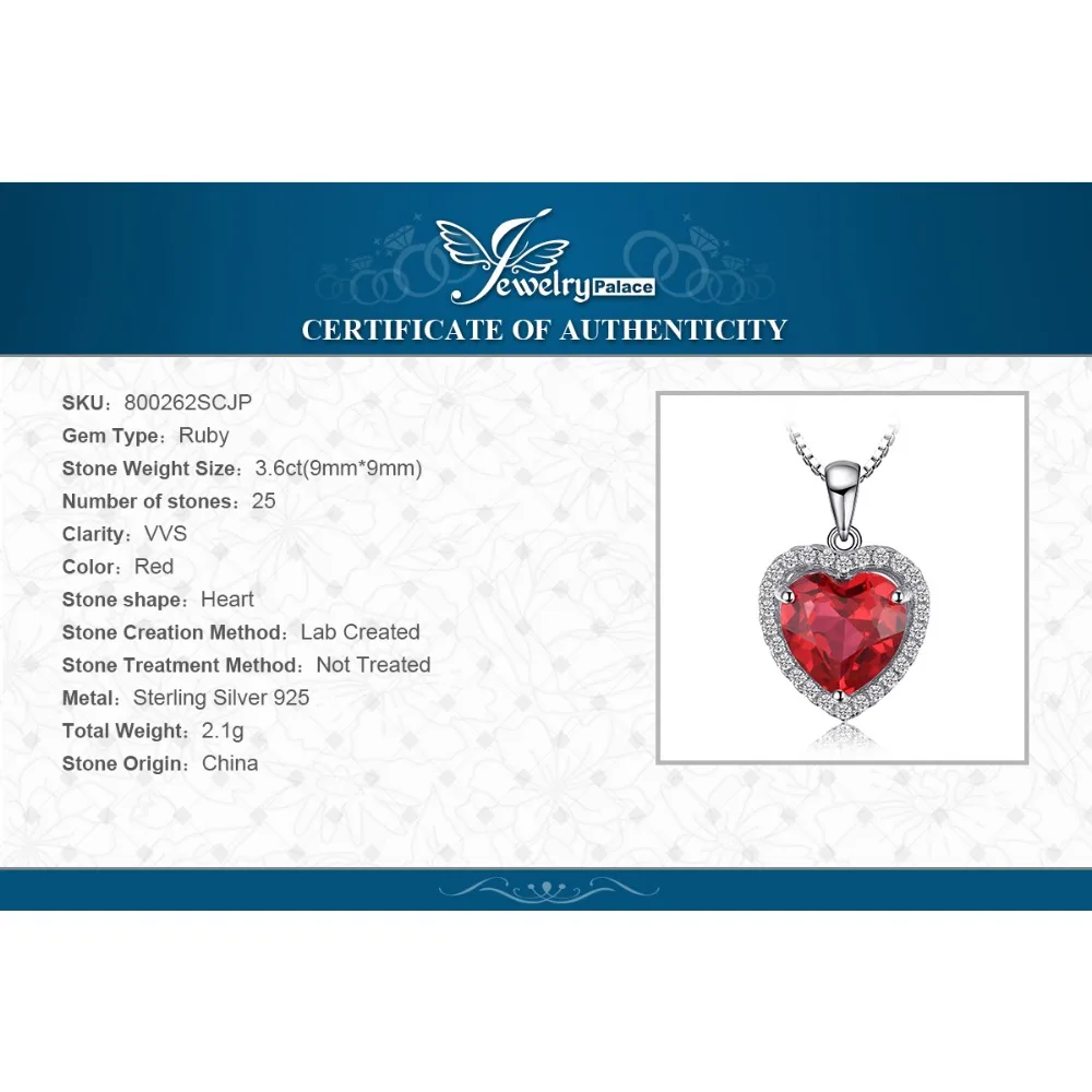 Jдворца сердце созданное красное рубиновое ожерелье с подвеской 925 драгоценные камни из стерлингового серебра Колье эффектное О