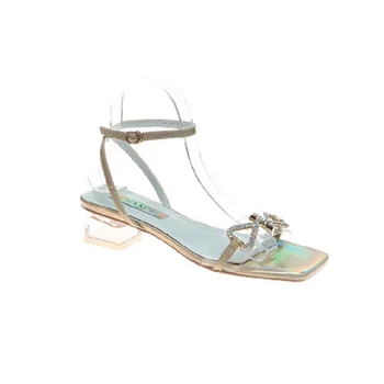 

Shoes women 2019 new fashion wild ladies thick with women's shoes summer transparent Roman sandals women