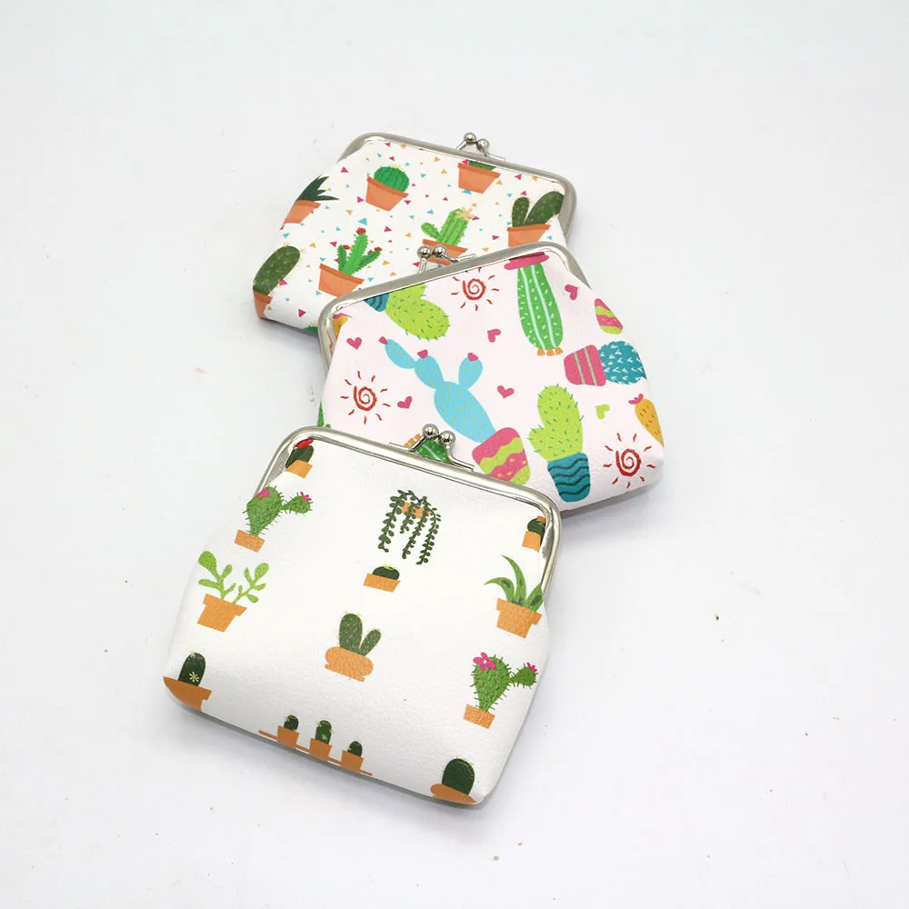 Aelicy/Модная милая сумка для закусок с изображением кактуса, кожаные кошельки с застежкой, кошелек для монет, Дамский мешочек для ключей, маленький кошелек