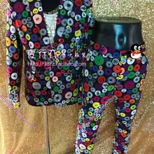 Мужской брендовый модный костюм с принтом на пуговицах, индивидуальная куртка для певицы, блейзеры, сценические костюмы, платья размера плюс, мужские костюмы s