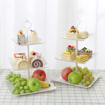 

3 Pcs/Set European Multifunctional Fruit Bowl Dessert Storage Trays Creative Three-tier of Fruit Basket Tray Cake Plate Decor