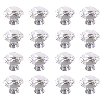 

MYLB-16 X LS-D3020 40MM Clear Crystal Glass Diamond Cut Door Knobs Kitchen Cabinet Drawer knobs+Screw Home Decorating,Crystal