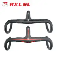 RXL SL Road Bicycle Carbon Handlebar Integrated With Stem 400/420/440mm 3K Matte Black/Red Cycling Bike Carbon Road Handlebars