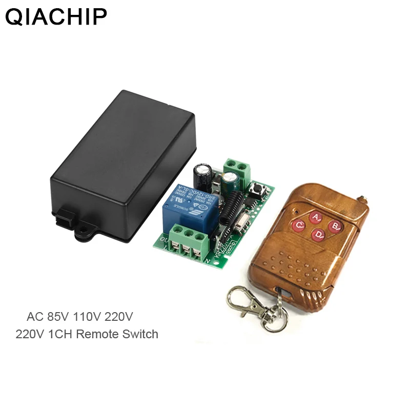 

QIACHIP AC 110V 220V 1CH RF 433 Mhz Wireless Remote Control Switch Learning Code 1CH RF Relay Lamp Light Controller 433.92Mhz