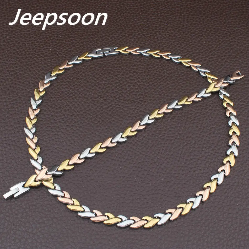 

4 Colors For Choose Fashion Jewelry Stainless Steel Leaf Chain Necklace & Bracelet Set For Woman SFKGAVEC