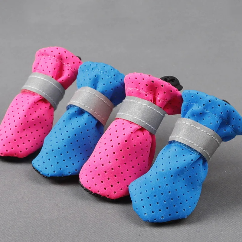 

Dog Shoes Pet Boots with Non-slip Soft Sole Breathable Mesh Reflective Pet Puppy Walking Shoes for Small Dogs and Cats Blue Pink
