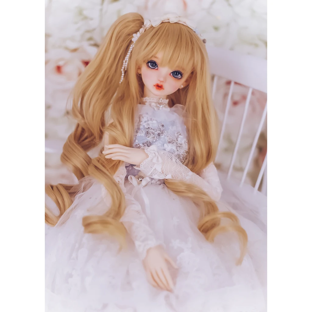 Wavy BJD SD DIY Wigs Wire 1/4 Dolls Noodle Curly Wig BJD Hair Wig Light Yellow