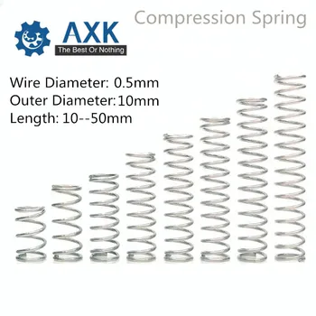 

50pcs/Lot 0.5*10*10-50 Small Coil Compression Spring,Stainless Steel Springs,Small Spot Micro Compression Spring For 3D Printer