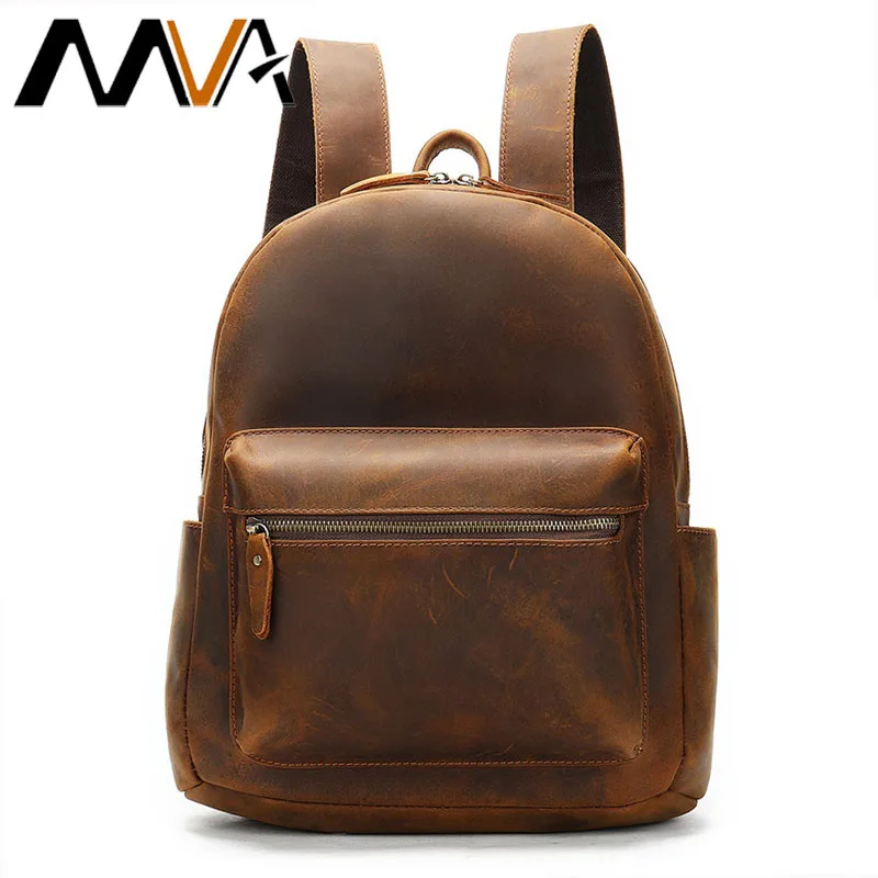 

MVA Men's Backpack Male Leather Bags for Men Vintage Laptop Anti Theft Backpack Crazy Horse Shoulder Bag School Daypack 2315