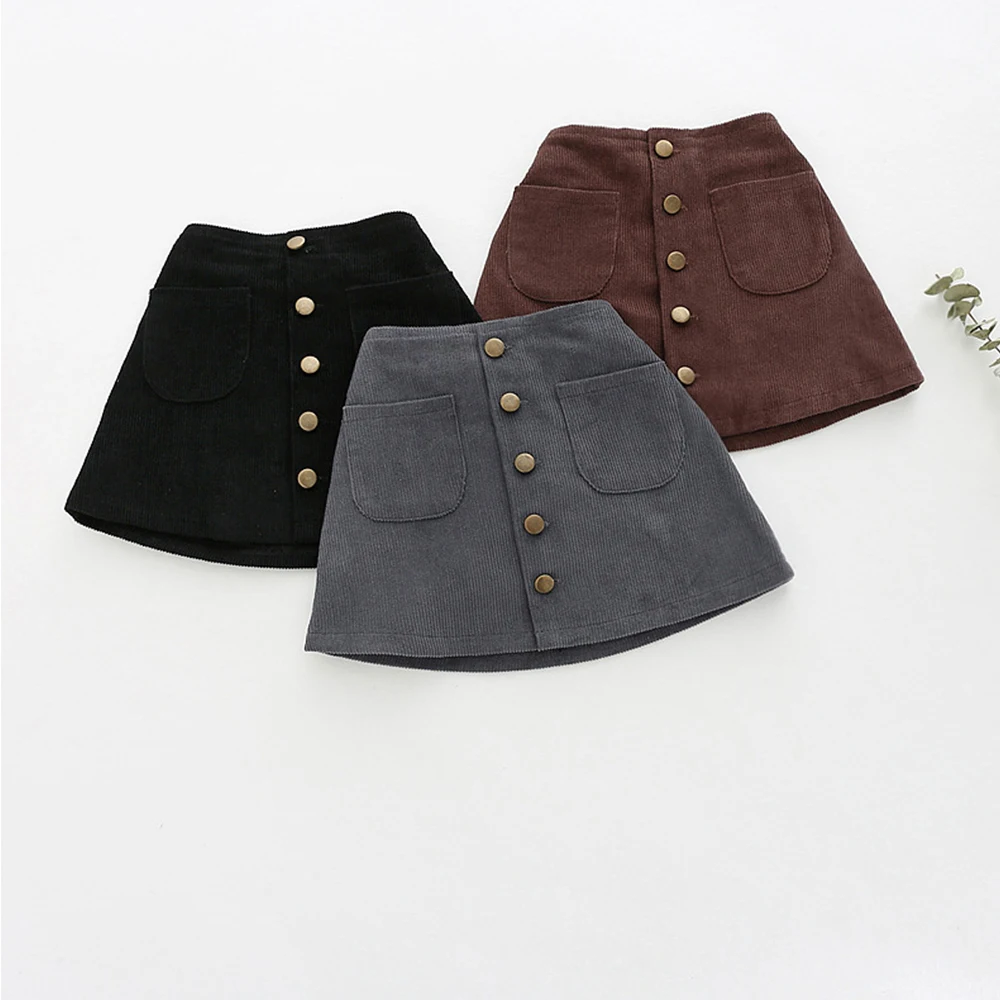 Corduroy Girls Skirt Child Girl Clothes Solid Baby Girl Skirts Autumn