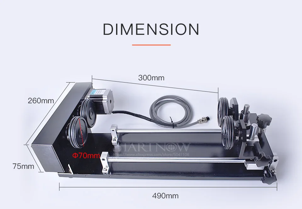 Ось вращения роторная гравировальная насадка с колесами ролики шаговые двигатели для CO2 CNC лазерная гравировка режущая машина Модель A