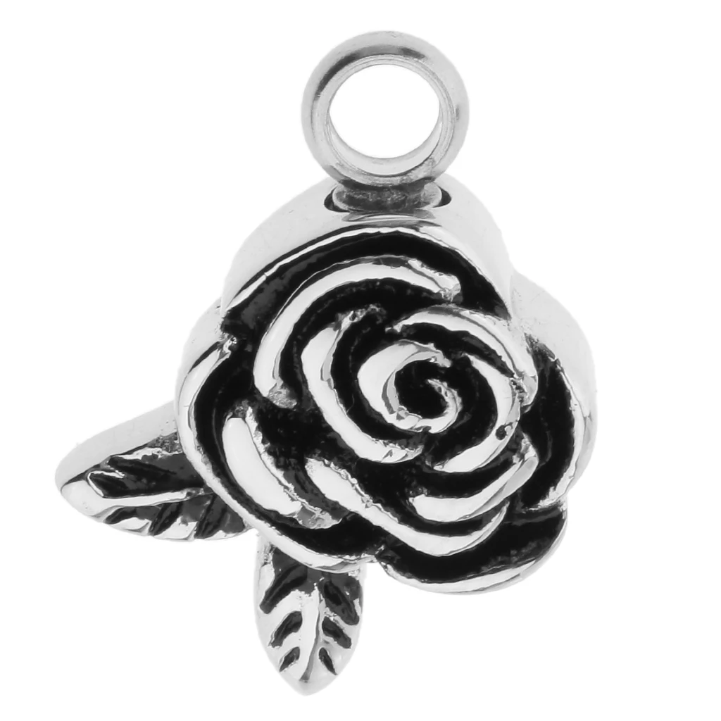 Phenovo Waterproof Rose Flower Shape Memorial Pendant Keepsake Urn Ashes Jewelry for DIY necklace key ring charms pendant