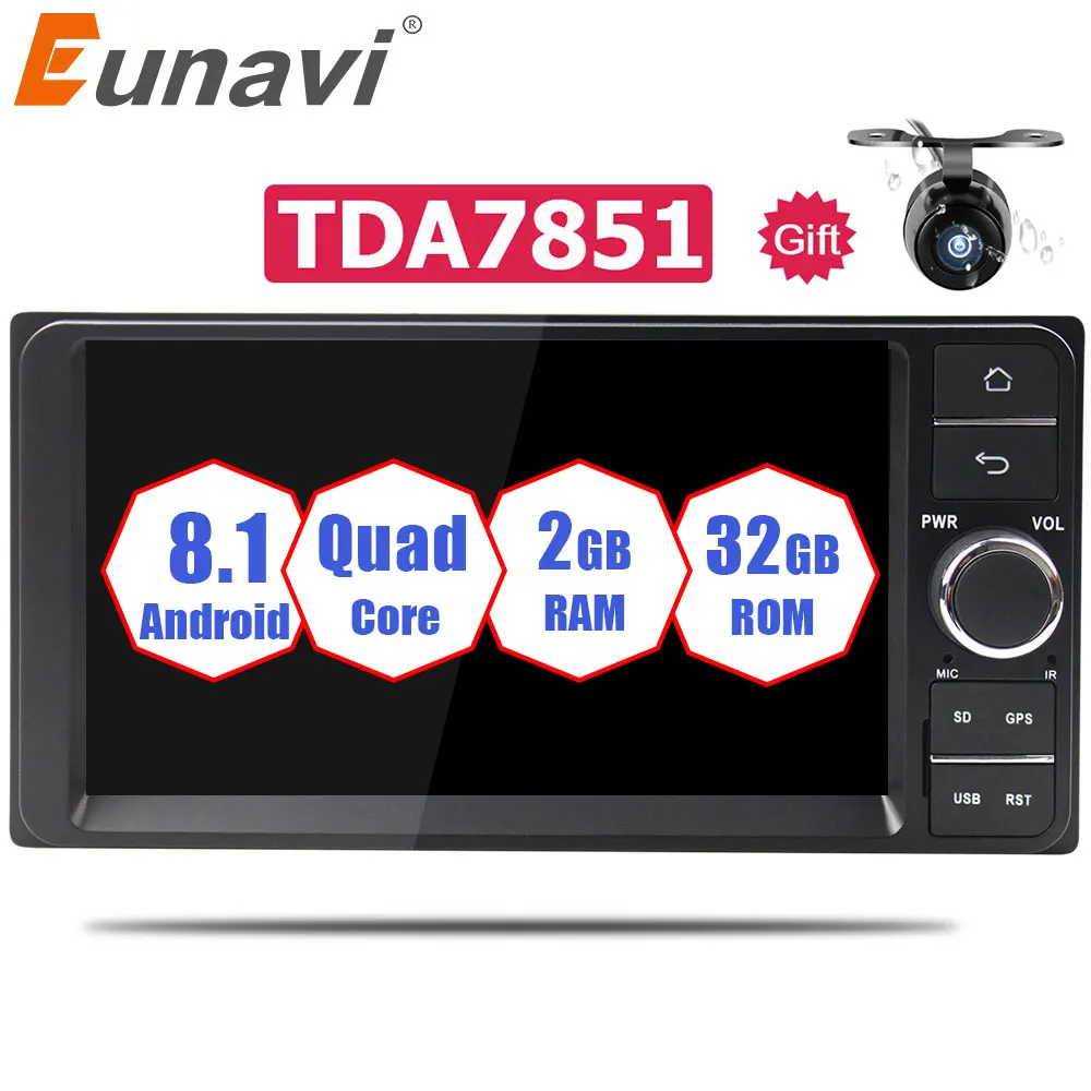 Автомобильный dvd плеер Eunavi 2 din Android 8 1 Гб ОЗУ для Toyota Hilux VIOS Old Camry Prado RAV4 2003 2008