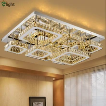Living Room Modern Luxury Lustre Ceiling Light K9 Crystal Luminaria Led Ceiling Lamp Dimmable Chrome Ceiling