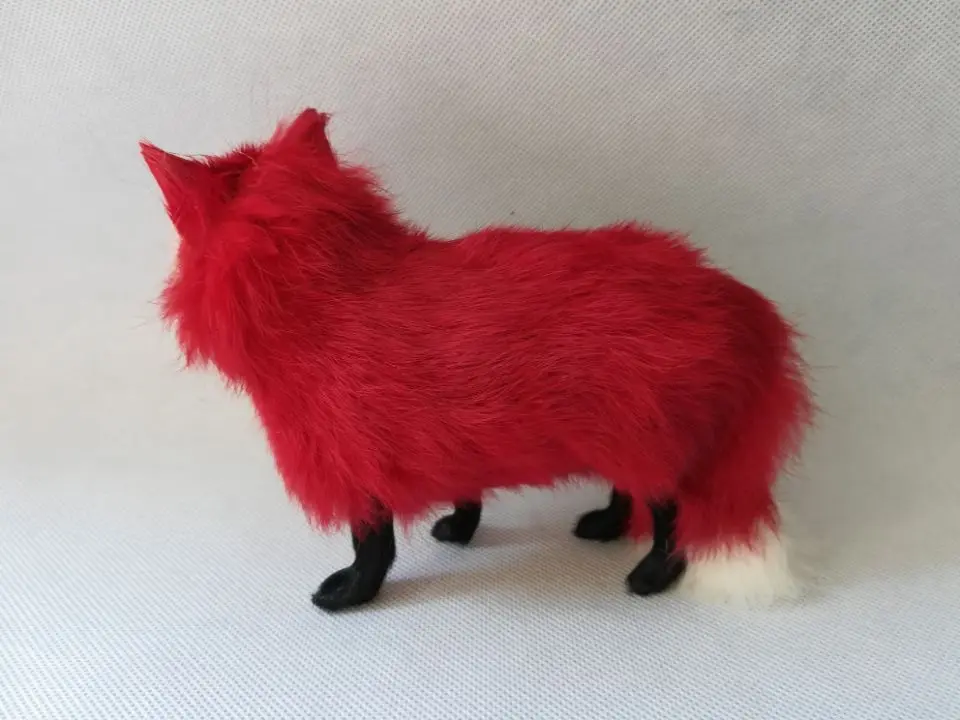 В реальной жизни toy 16x12 см red fox полиэтилена и меха лисы модель украшения дома реквизит, игрушка в подарок d0555