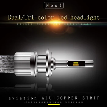 

Hot sell fanless auto LED lamp 3000k 4300k 6000k Dual/ Tri-color LED headlight for car H1 H4 H7 H8 H9 H11 9012 9005/HB3 9006/HB4