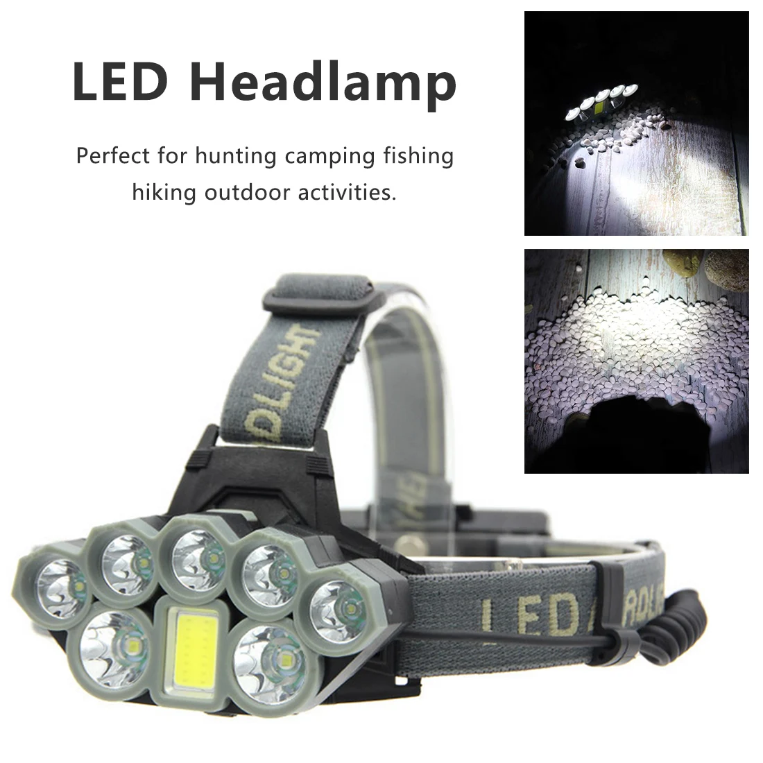 

Led Headlight Micro USB Charger Headlamp 35000 Lumen 2*T6+5*+COB Rechargeable Super Bright Head Lamp Portable Light Lantern