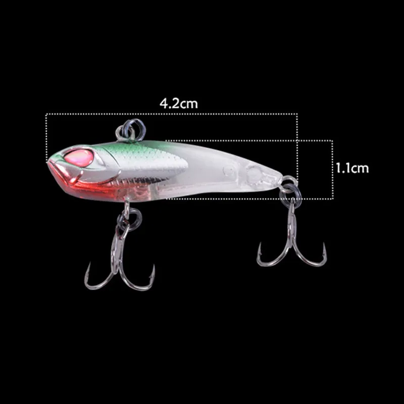 1Pcs 3.9g 4.2cm Fishing Lure sinking Mini VIB Wobbler Artificial Hard baits spoon CrankBait with Treble Hook Fly Fishing tackle