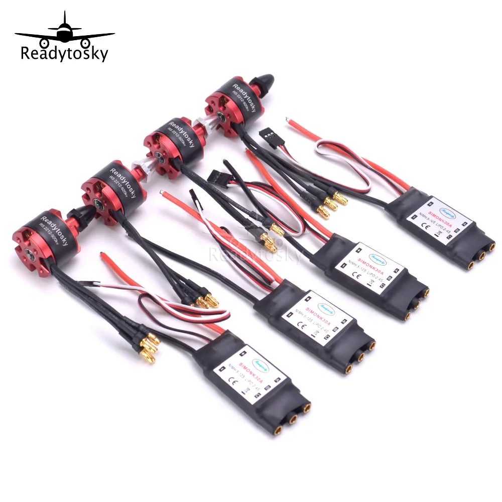 4X 2212 920KV CW CCW бесщеточный двигатель + 4 X 30A Simonk ESC с разъемом 3 5 мм для мультикоптера