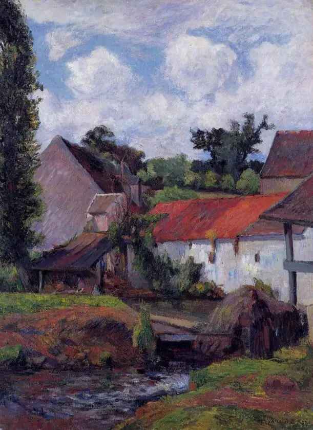 

Высококачественная картина маслом, изображения на холсте, ферма в осни (1883) пола гаугина, ручная роспись