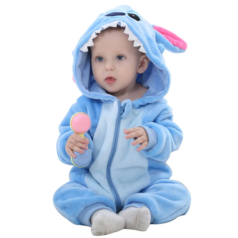 

RUBU Baby Clothes 2019 Infant Romper Baby Boys Girls Jumpsuit New born Bebe Clothing Hooded Toddler Cute Stitch Baby Costumes