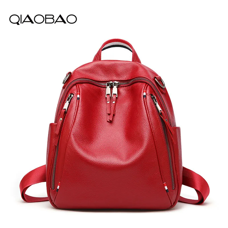 

QIAOBAO 2019 Hot Sale Female Backpack Women Bag Genuine Leather Cowhide Backpack Travel Casual Girls School Shoulder Backpacks