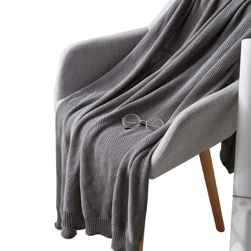buy Soft Throw Blanket Knitted Cotton Blankets Travel Sofa Solid Color Blankets For Bed Warm Cobertor 85X140CM Drop Shipping