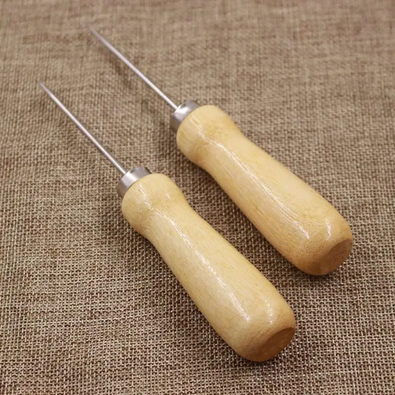 DIY кожа перфорированная awl деревянная большая ручка перфоратор ремонтный инструмент ручная Кожа иголка швейный инструмент 1 шт/2 шт