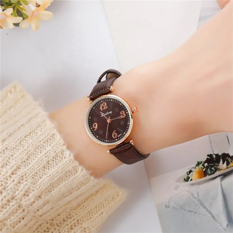 Women Fashion Leather Band Analog Quartz Round Wrist Watch Watches Women's Watches Brand Luxury Fashion Ladies Watch #4a2 (1)