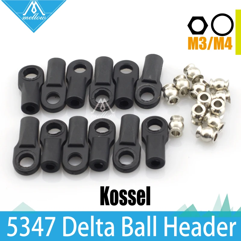 

12 Pcs Reprap Delta Kossel Delta Mini 5347 Buckle For M3 M4 Ball Caps Parallel Arm Rod Carbon Rod Joints 12 handles & 12 Balls