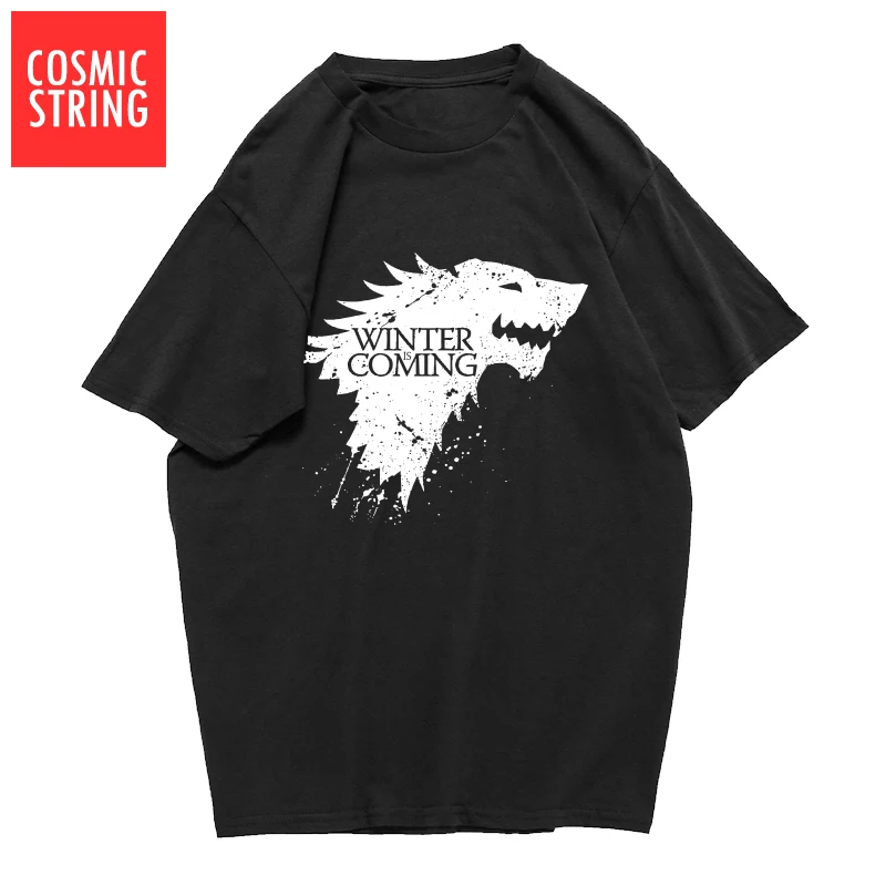 COSMIC STRING 100% cotton summer loose game of thrones men T shirt casual cool winter is coming tshirt male t-shirt tee shirts