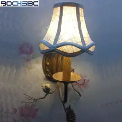 BOCHSBC ткань абажур бра 2-во главе птица Творческий Страна Ретро Настенные светильники для отеля Гостиная постели с Бесплатная post