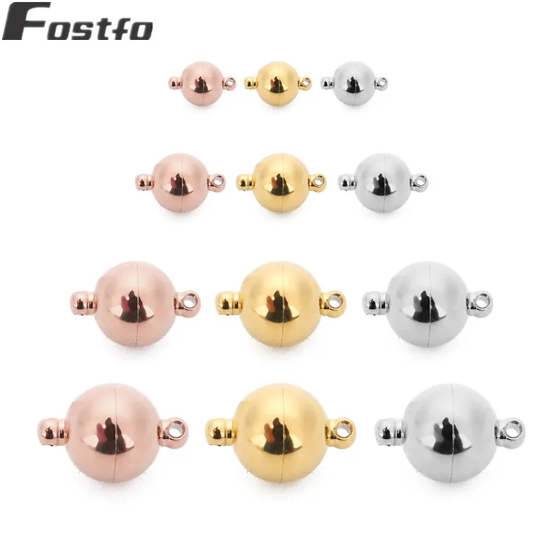 

2pcs/lot Round Ball Magnetic Clasps Dia 6/8/10/12/14/16mm Stainless Steel Bracelet Claps Buckle Magnet Hook DIY Jewelry Finding