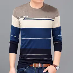 Новая коллекция Весна 2018 с длинным рукавом мужские свитера удобные подбора цвета круглый вырез горловины молодежи свитер