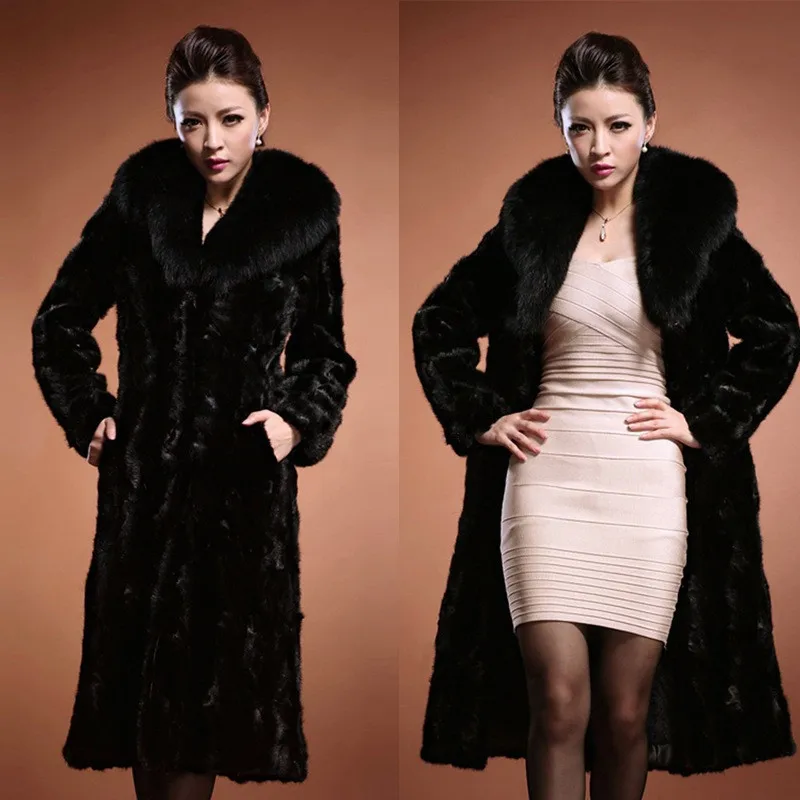 

Black Fox Fur coats 2018 fashionable artificial winter coat woman casual fox coat autumn warm fur coat Rabbit Fur Windbreaker