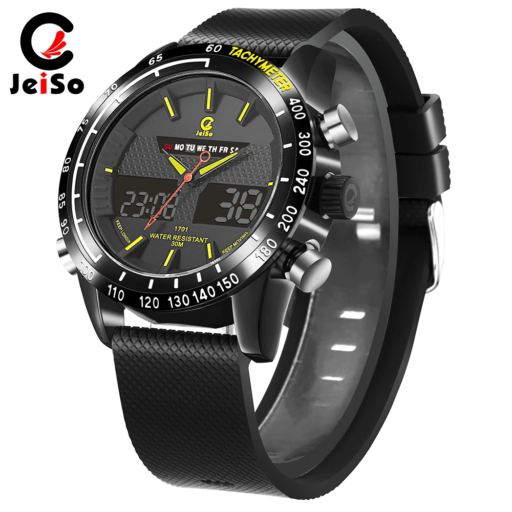 

jam tangan pria Men's watch Digital Movement multifunctional combine with Japan Quartz movement water resistant 3ATM deportes