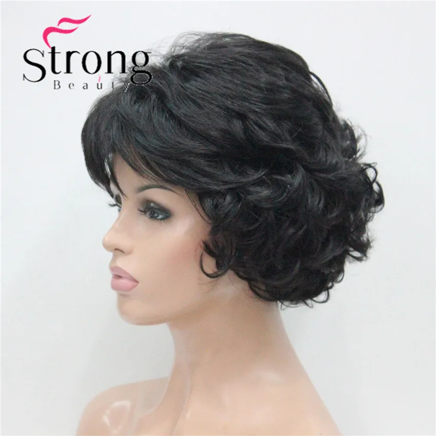 StrongBeauty короткий парик мягкий тусклые кудри коричневый подчеркивает полный синтетические парики выбор цвета