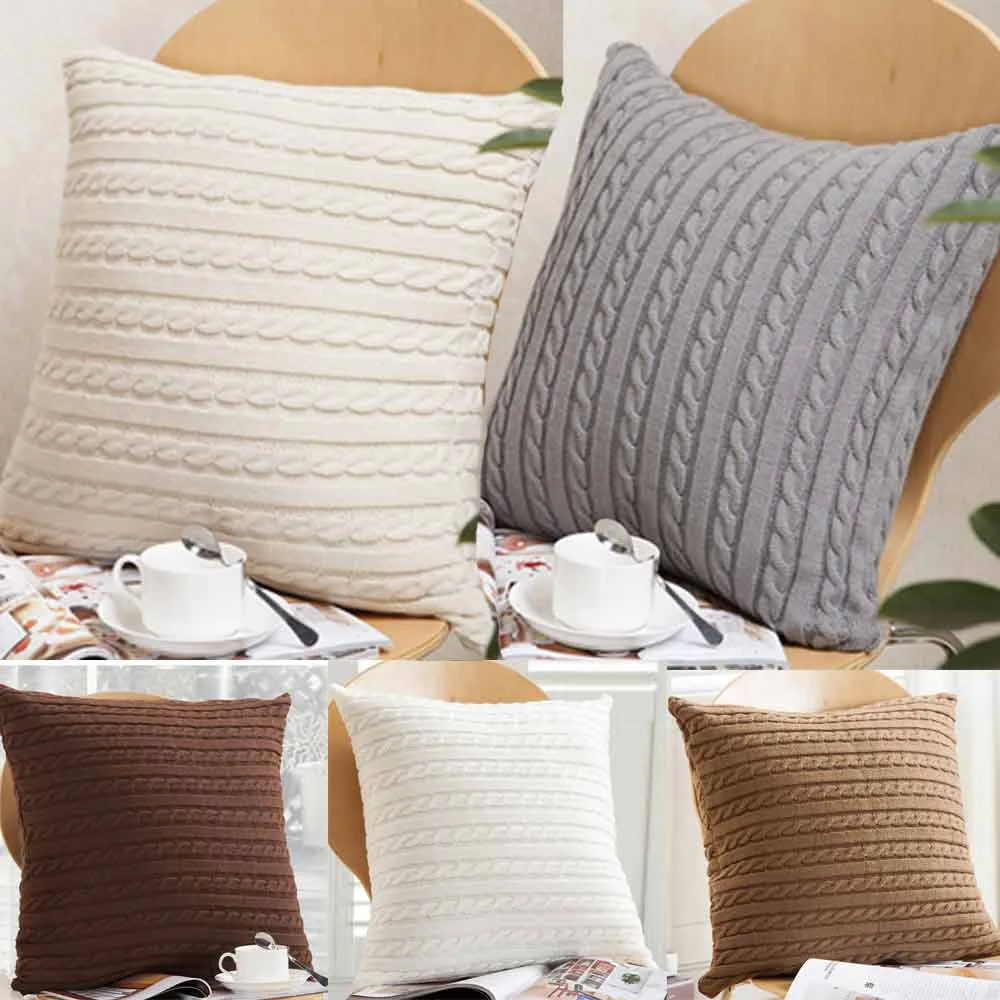 buy Cushion Cover Retro Style Knitted Wool pillow cover coussin Sofa Waits Bedroom Decorative Pillows Square Throw Pillows D1