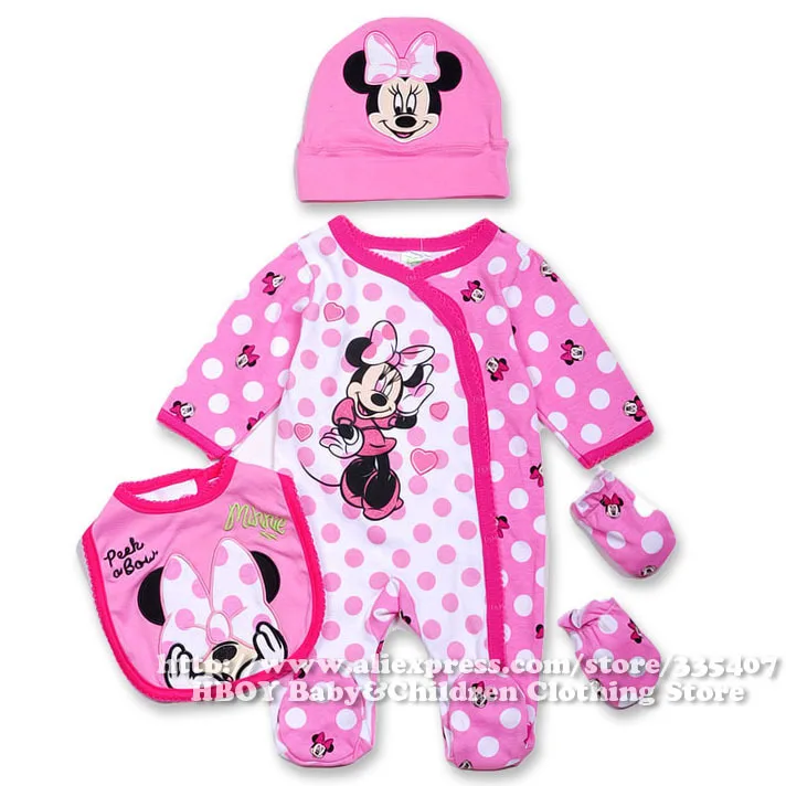 Free shipping 4pcs/set Brand Minnie mini Baby clothing sets Girls