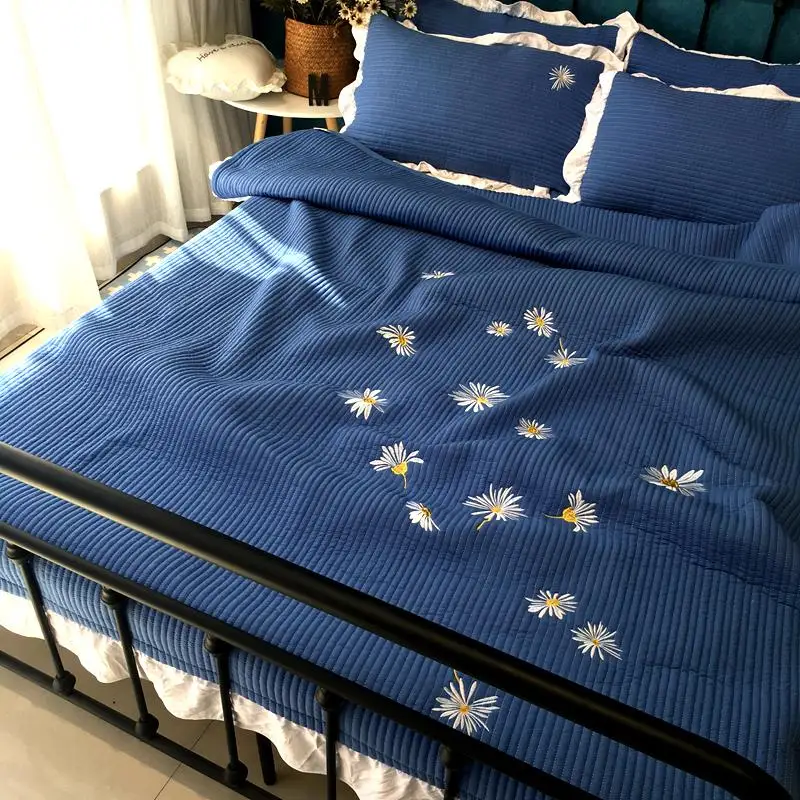 

Hot Sale 3 Pieces/Set Korean style Cotton Blanket Quilted Bedspread Bed Cover Various Color For Wedding Gift Queen King#s