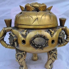 Bi00740 1" Тибет Бронзовый Буддизм черепаха лягушка лотоса Статуя Льва Ладан курильница