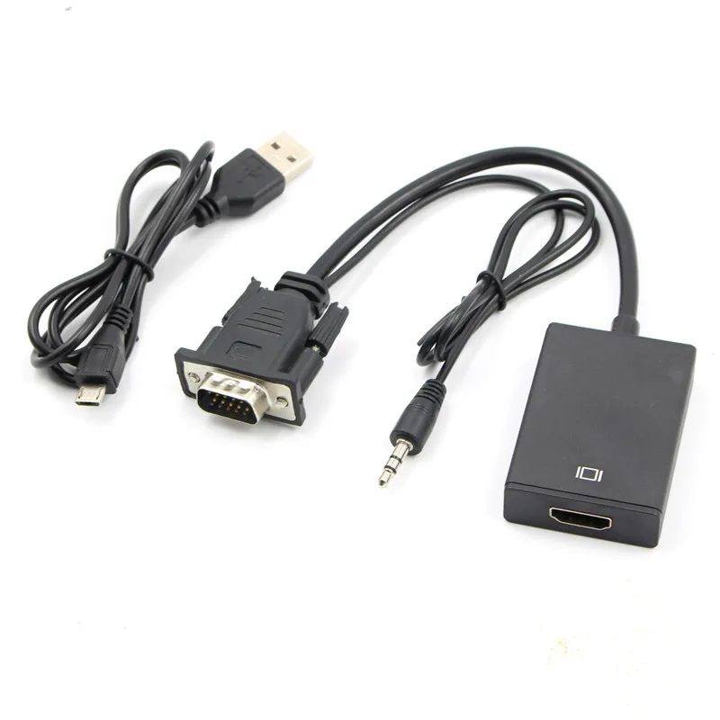  VGA Maschio A HDMI 1080P Uscita HD + Audio TV HDTV AV Video Cavo Adattatore del Convertitore