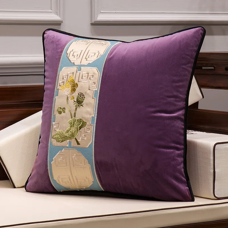 Бархатная тканевая вышитая наволочка из лоскутов цветная домашняя декоративная диванная подушка - Цвет: O