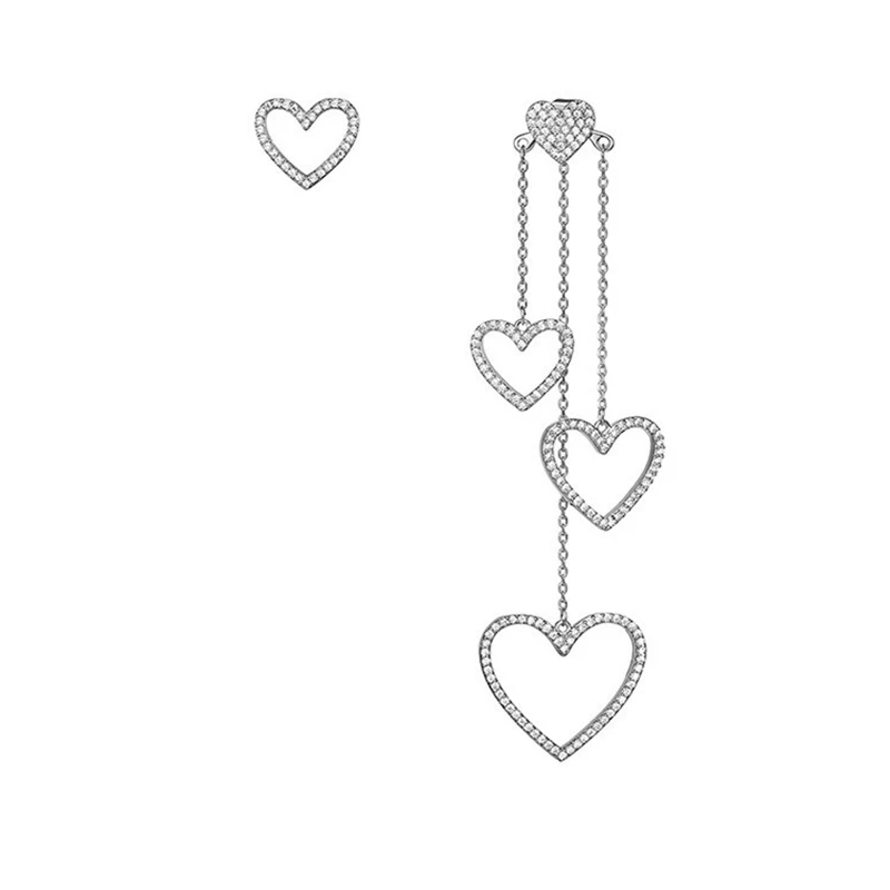 Корейские ювелирные изделия, полые серьги в форме сердца, геометрические серьги для женщин, серьги с кисточками, подарки Orecchini Brincos Pendientes Oorbellen - Окраска металла: silver