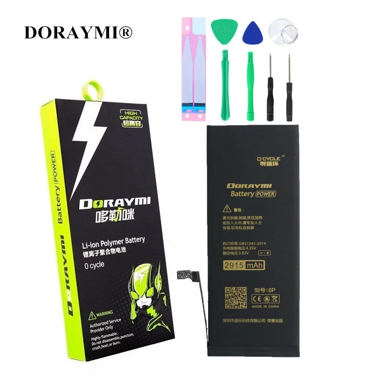 

DORAYMI 2915mAh Phone Battery for Apple iPhone 6 iPhone6 plus 6P Lithium Polymer Replacemt Bateria Batteries Free Tools