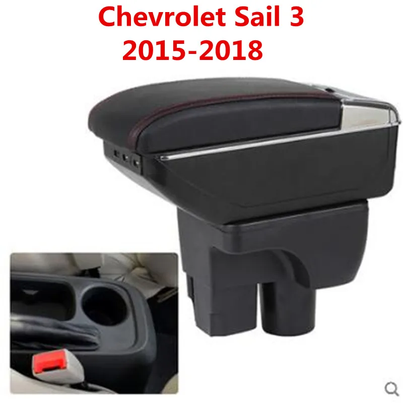 

central armrest BIG SPACE+LUXURY+USB armrest Storage box with cup holder LED USB Fit for Chevrolet Sail 3 2015-2017